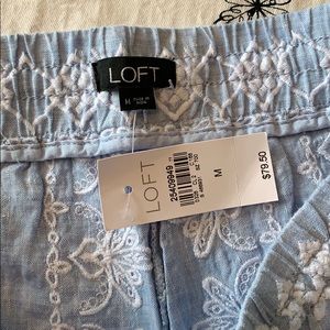 LOFT Pants - Loft chambray embroidered tie waist pants NWT LOFT Pants - Loft chambray embroidered tie waist pants NWT